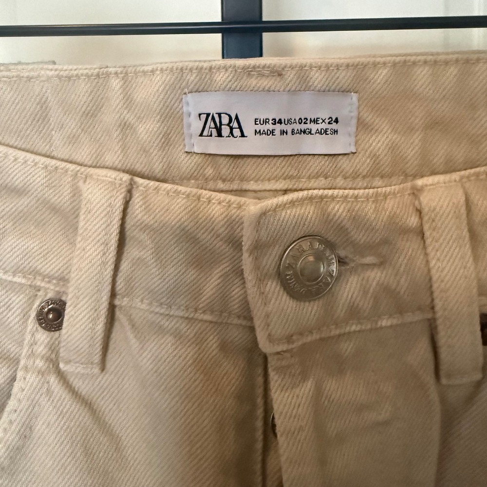 ZARA Beige High Rise Mom Jeans Women Size 2 - Picture 5 of 11